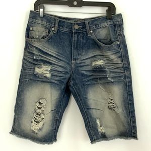 Men’s Carbon Distressed Shorts